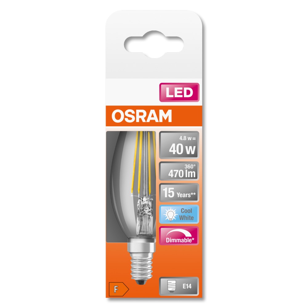 LED PIRN E14 4.8W KÜÜNAL KÜLM 470LM DIMMERDATAV OSRAM - Image 3