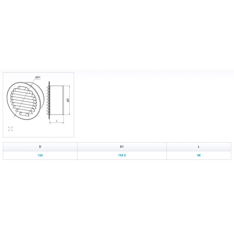 VENTILATSIOONIREST ALUMIINIUM MVMO 125 BVS A VENTS VALGE - Image 2
