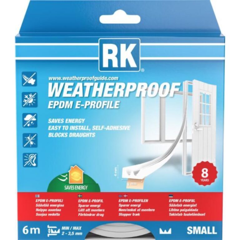AKNA- JA UKSETIHEND RK EPDM E-PROFIIL 9*4MM VALGE 6M
