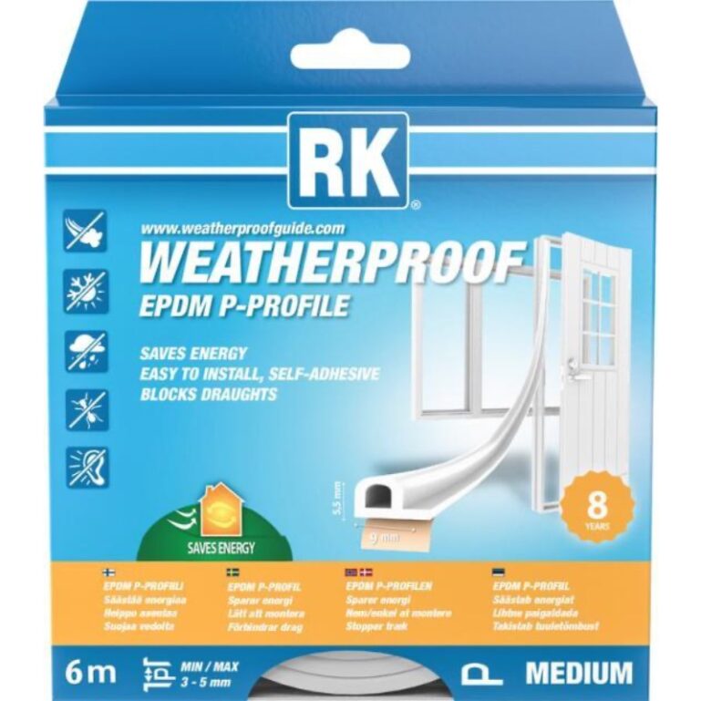 AKNA- JA UKSETIHEND RK EPDM P-PROFIIL 9*5,5MM VALGE 6M