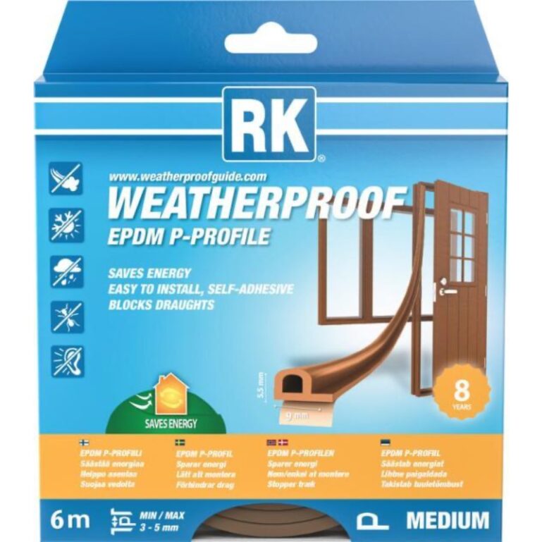 AKNA- JA UKSETIHEND RK EPDM P-PROFIIL 9*5,5MM PRUUN 6M