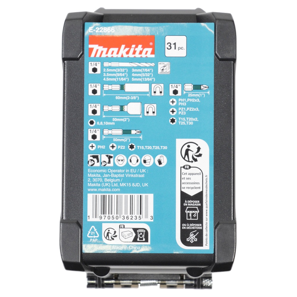 KRUVIKEERAJA OTSAKUTE KOMPLEKT 31 OSA MAKITA IMPACT BLACK E-25052 - Image 3