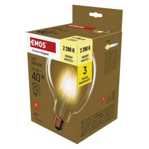 LED PIRN VINTAGE 4,5W(40W) 420LM E27 G125 DECO GLOBE EMOS