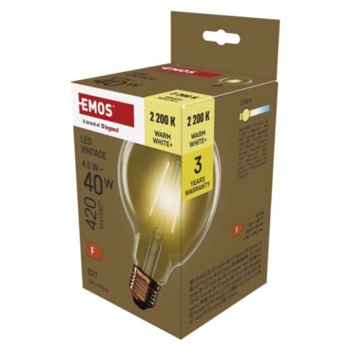 LED PIRN VINTAGE 4,5W(40W) 420LM E27 G95 DECO GLOBE EMOS