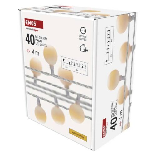 VALGUSKETT BIG CHERRY 4M 40LED SOE VALGE IP44 EMOS